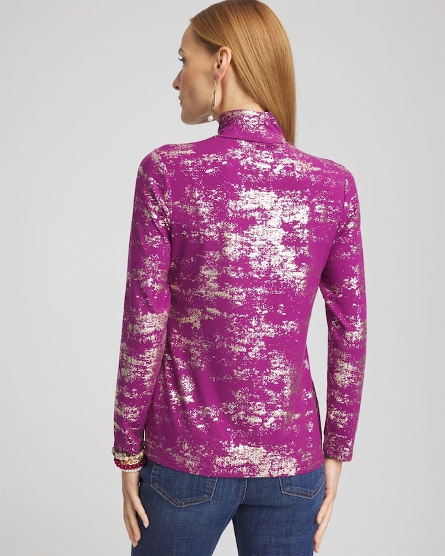 Touch of Cool Foil Mock Neck Layering Tee - image 3